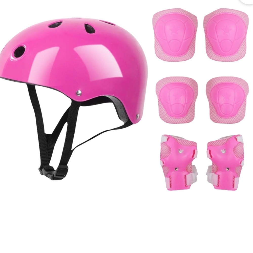 Kids' Pink Skate Helmet & Protective Pad Set